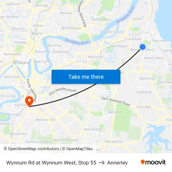 Wynnum Rd at Wynnum West, Stop 55 to Annerley map