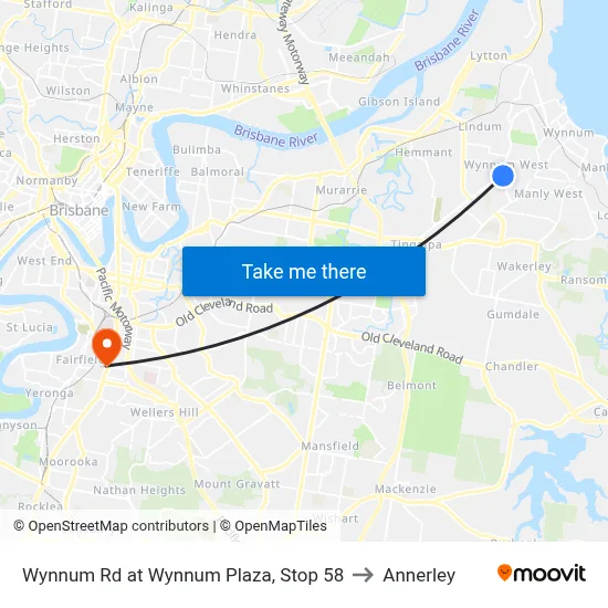 Wynnum Rd at Wynnum Plaza, Stop 58 to Annerley map