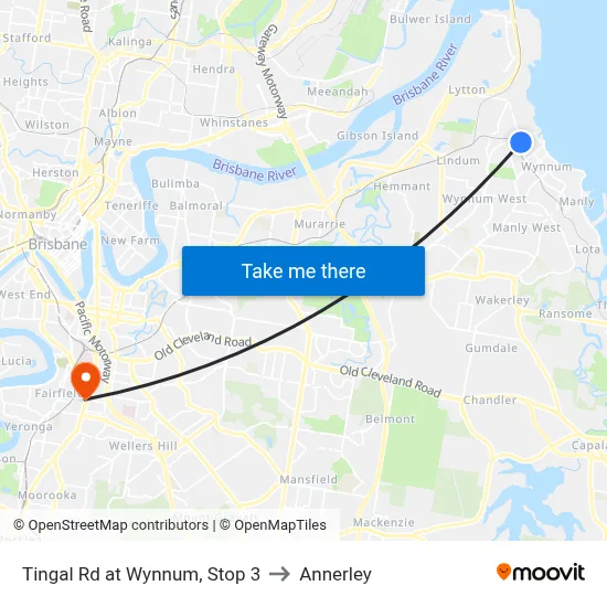 Tingal Rd at Wynnum, Stop 3 to Annerley map