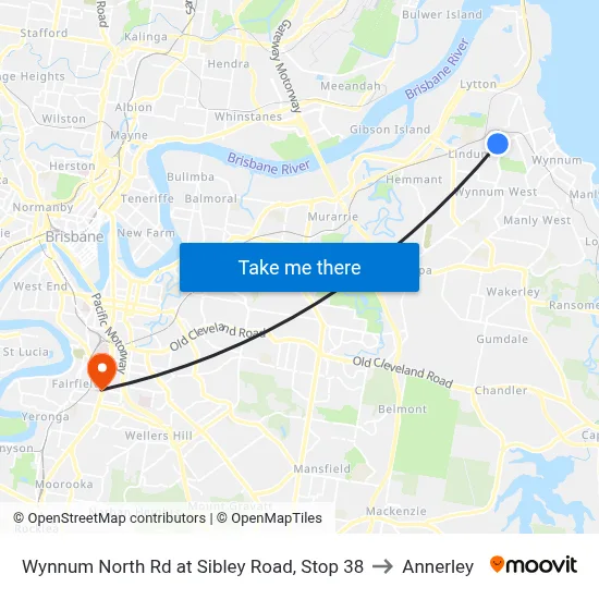 Wynnum North Rd at Sibley Road, Stop 38 to Annerley map