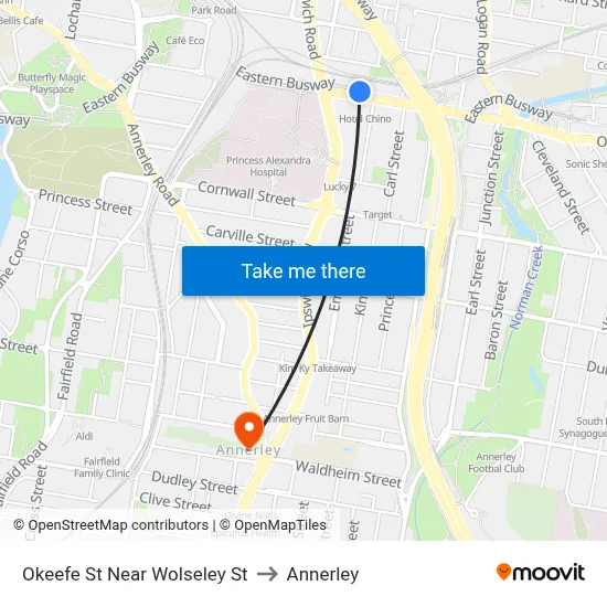 Okeefe St Near Wolseley St to Annerley map