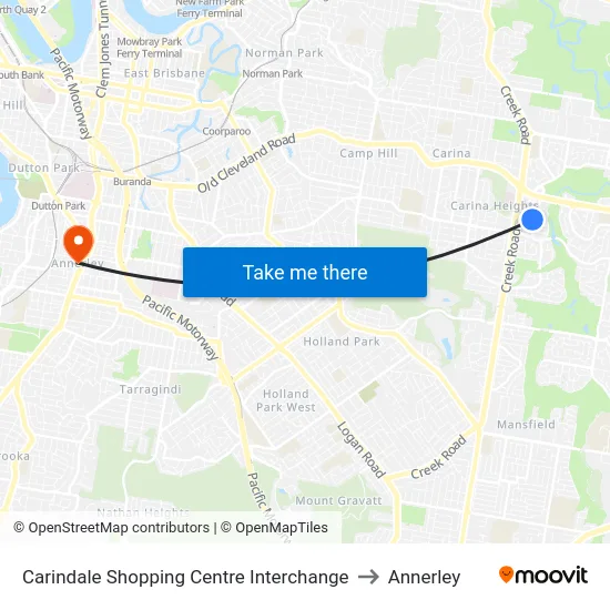 Carindale Shopping Centre Interchange to Annerley map