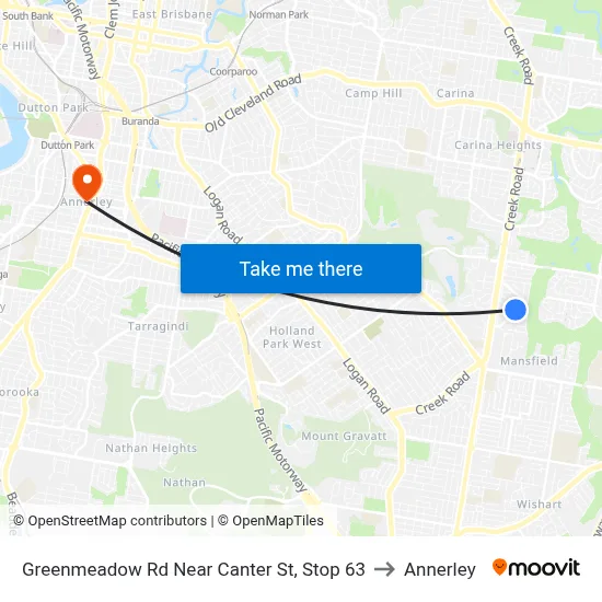 Greenmeadow Rd Near Canter St, Stop 63 to Annerley map