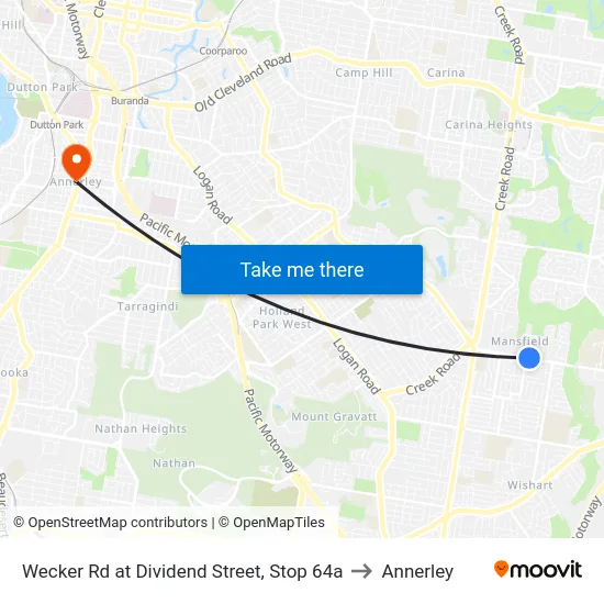 Wecker Rd at Dividend Street, Stop 64a to Annerley map