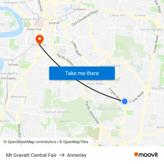 Mt Gravatt Central Fair to Annerley map