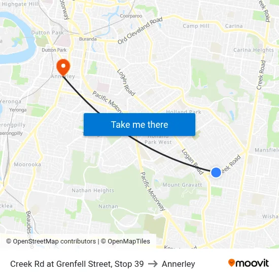 Creek Rd at Grenfell Street, Stop 39 to Annerley map