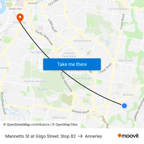 Mannetto St at Gilgo Street, Stop 82 to Annerley map