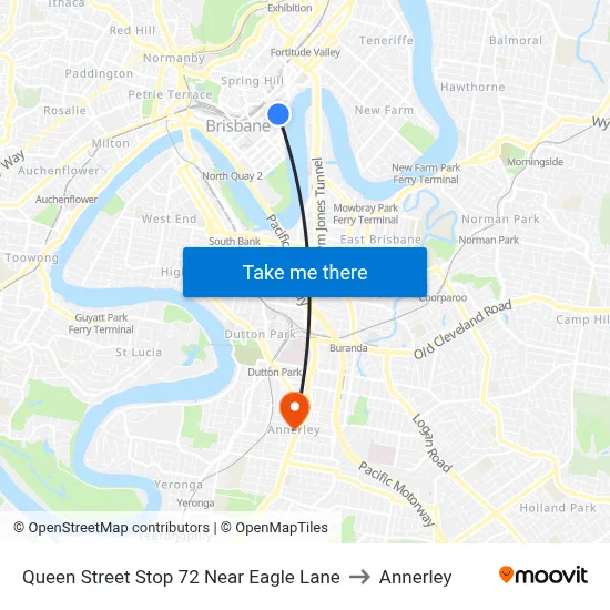Queen Street Stop 72 Near Eagle Lane to Annerley map