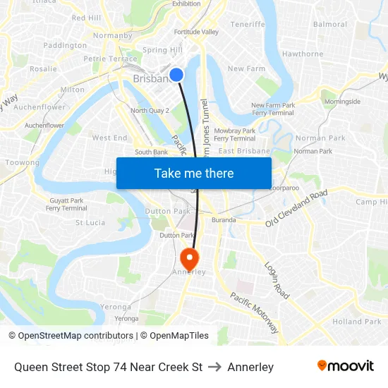 Queen Street Stop 74 Near Creek St to Annerley map