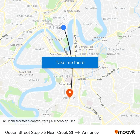 Queen Street Stop 76 Near Creek St to Annerley map