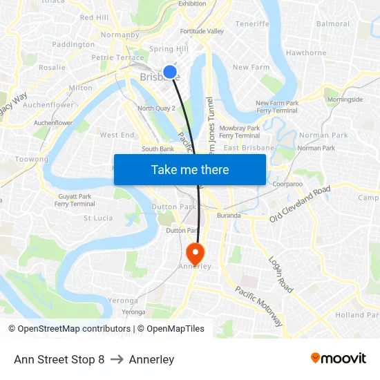 Ann Street Stop 8 to Annerley map