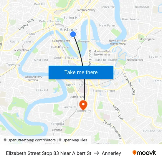Elizabeth Street Stop 83 Near Albert St to Annerley map