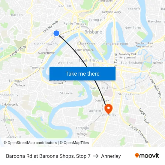Baroona Rd at Baroona Shops, Stop 7 to Annerley map