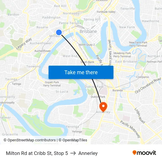Milton Rd at Cribb St, Stop 5 to Annerley map