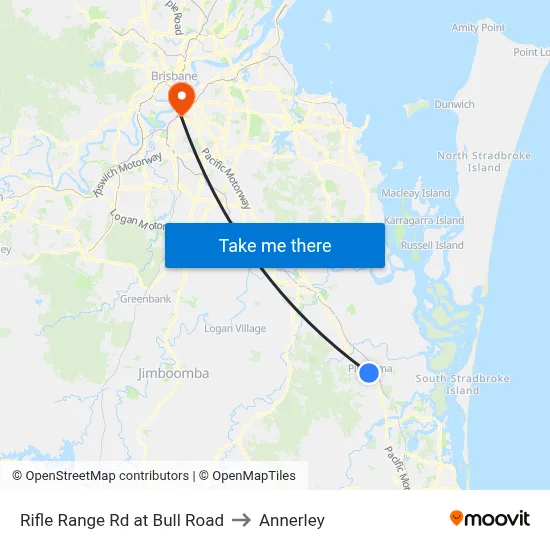 Rifle Range Rd at Bull Road to Annerley map