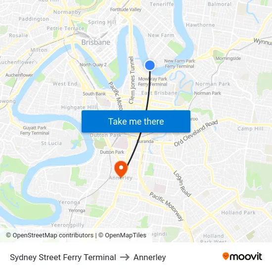 Sydney Street Ferry Terminal to Annerley map