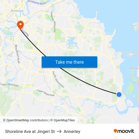 Shoreline Ave at Jingeri St to Annerley map