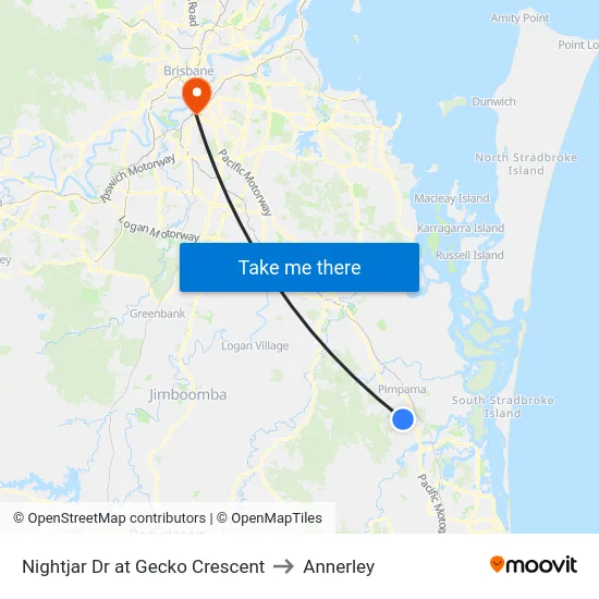 Nightjar Dr at Gecko Crescent to Annerley map