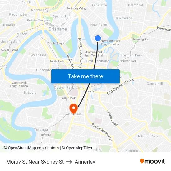 Moray St Near Sydney St to Annerley map