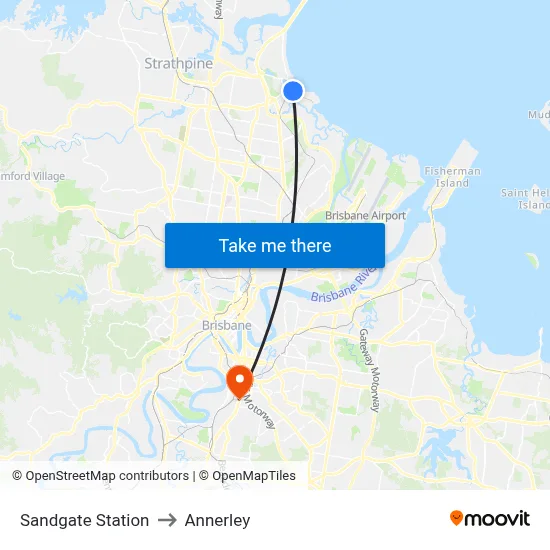 Sandgate Station to Annerley map