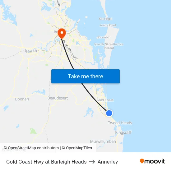 Gold Coast Hwy at Burleigh Heads to Annerley map