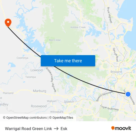 Warrigal Road Green Link to Esk map