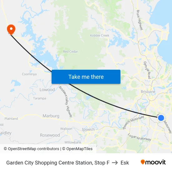 Garden City Shopping Centre Station, Stop F to Esk map