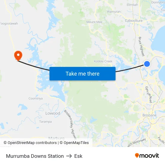Murrumba Downs Station to Esk map