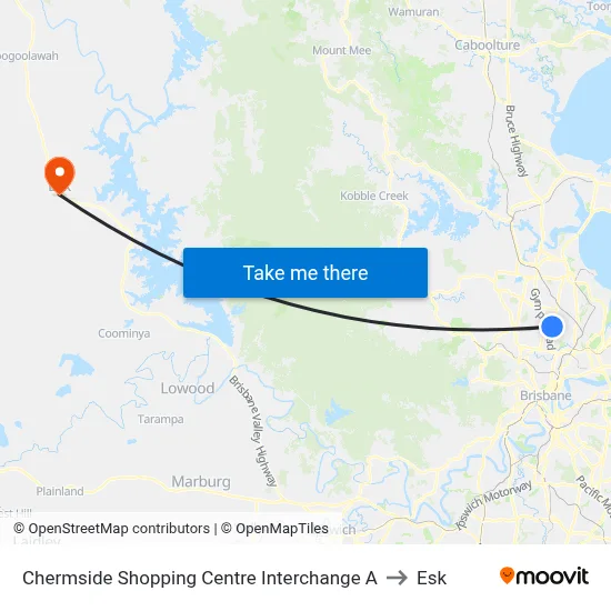 Chermside Shopping Centre Interchange A to Esk map