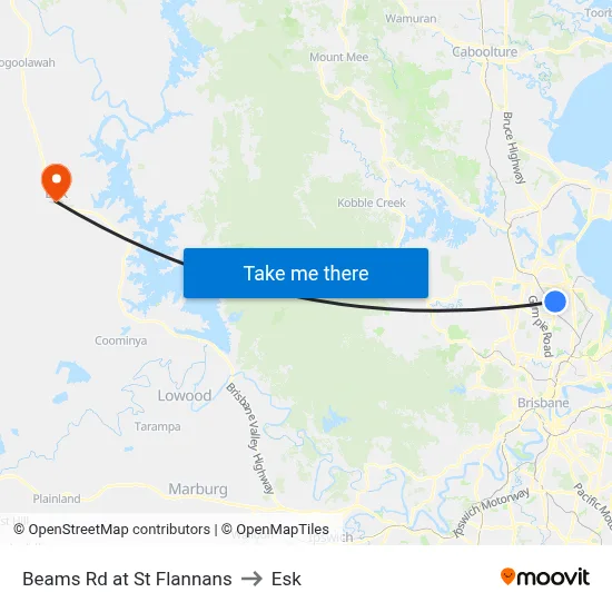 Beams Rd at St Flannans to Esk map