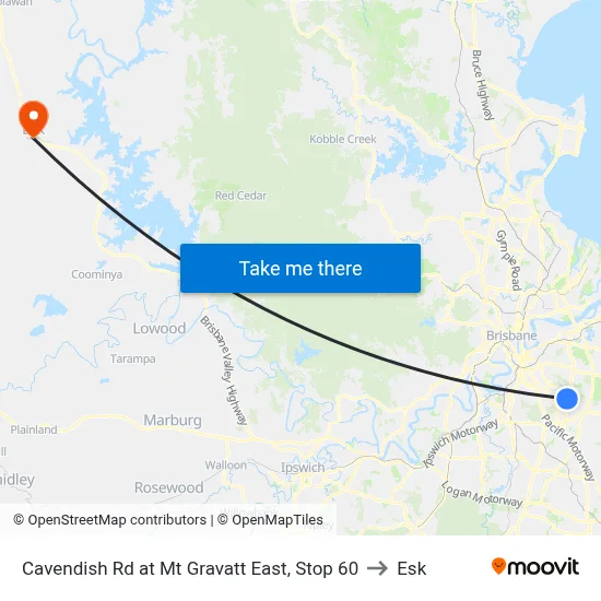 Cavendish Rd at Mt Gravatt East, Stop 60 to Esk map