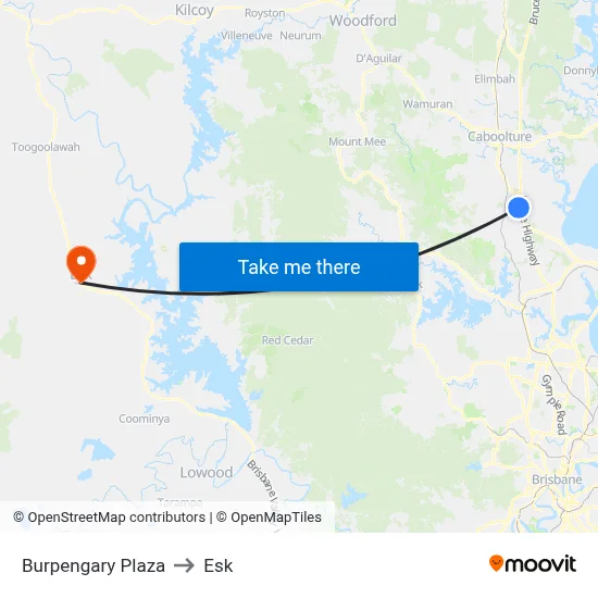 Burpengary Plaza to Esk map