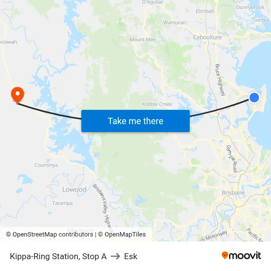 Kippa-Ring Station, Stop A to Esk map