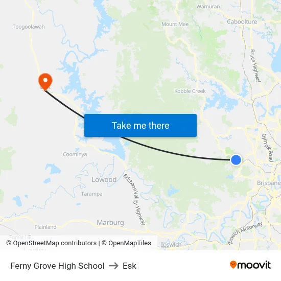 Ferny Grove High School to Esk map