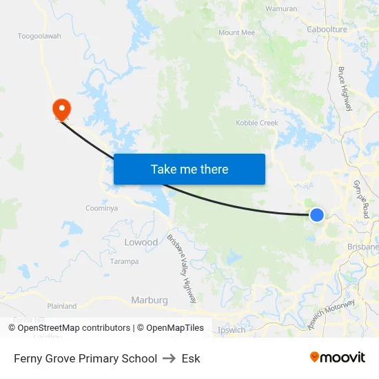 Ferny Grove Primary School to Esk map