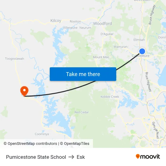 Pumicestone State School to Esk map