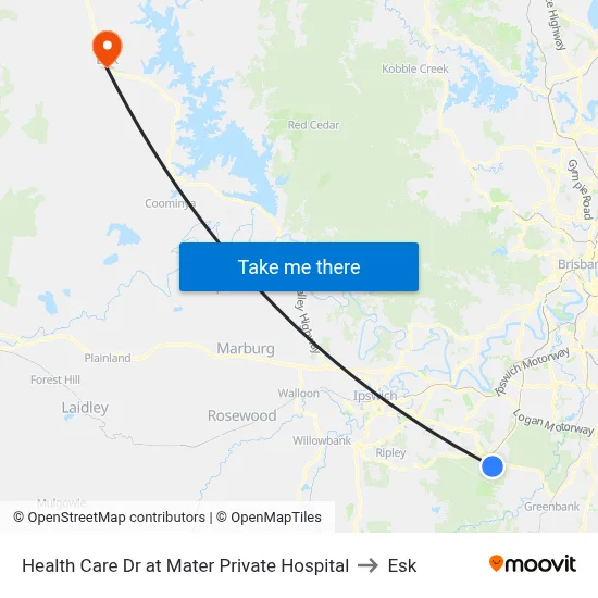 Health Care Dr at Mater Private Hospital to Esk map