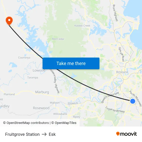 Fruitgrove Station to Esk map