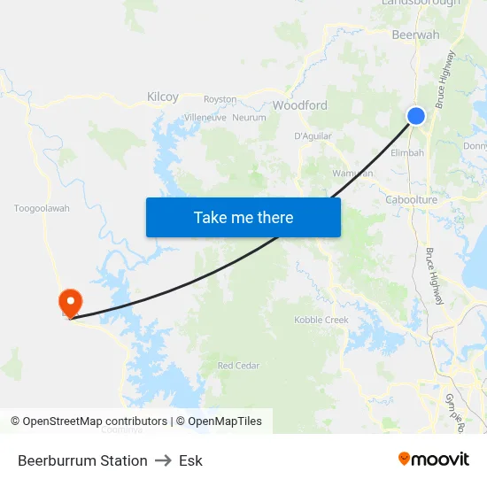 Beerburrum Station to Esk map