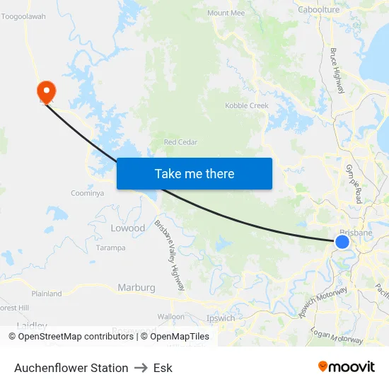 Auchenflower Station to Esk map