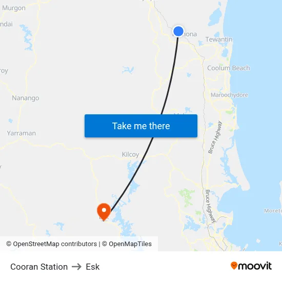 Cooran Station to Esk map