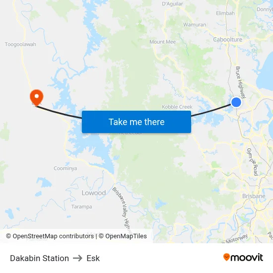 Dakabin Station to Esk map