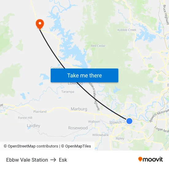 Ebbw Vale Station to Esk map