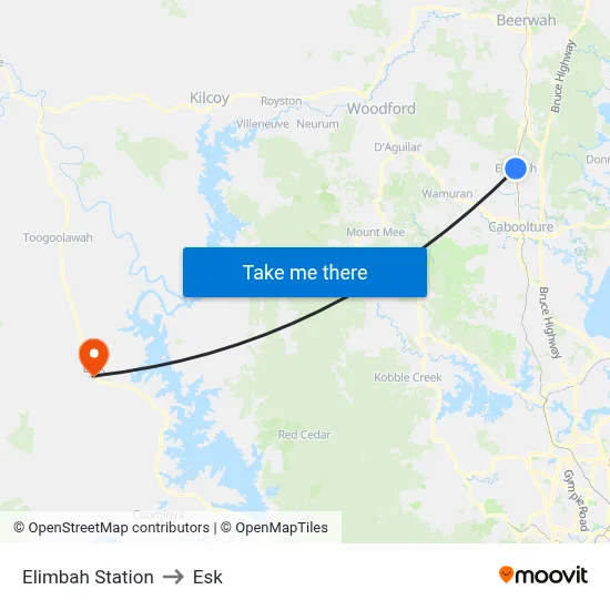 Elimbah Station to Esk map
