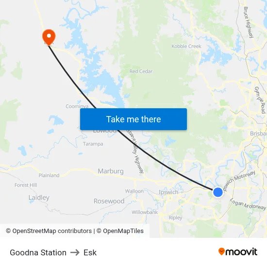 Goodna Station to Esk map