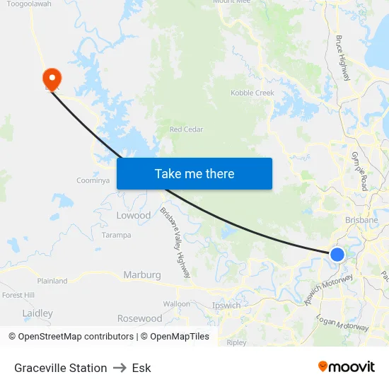 Graceville Station to Esk map