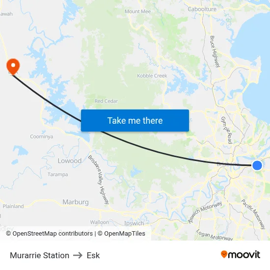 Murarrie Station to Esk map