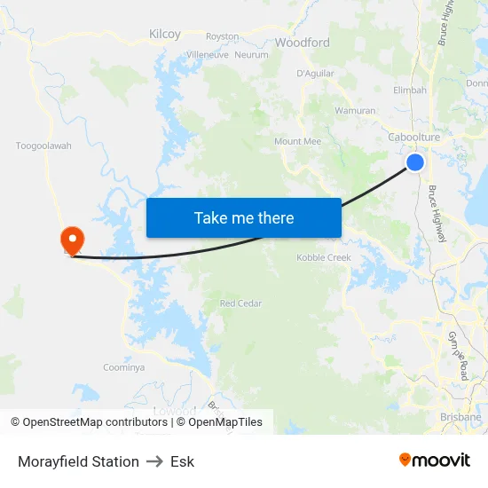 Morayfield Station to Esk map
