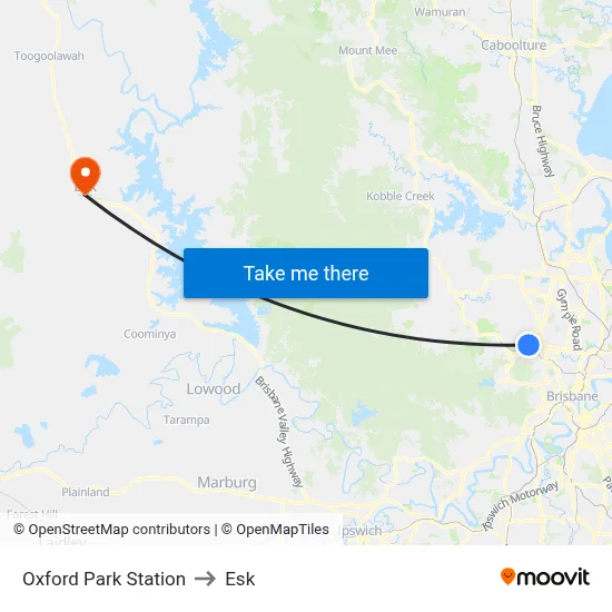 Oxford Park Station to Esk map