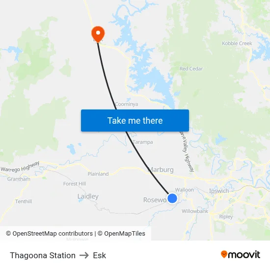 Thagoona Station to Esk map